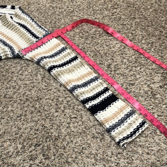 Francesca’s Collection Alya Duster Cardigan Sweater Size Medium White Tan Blue - Picture 10 of 10